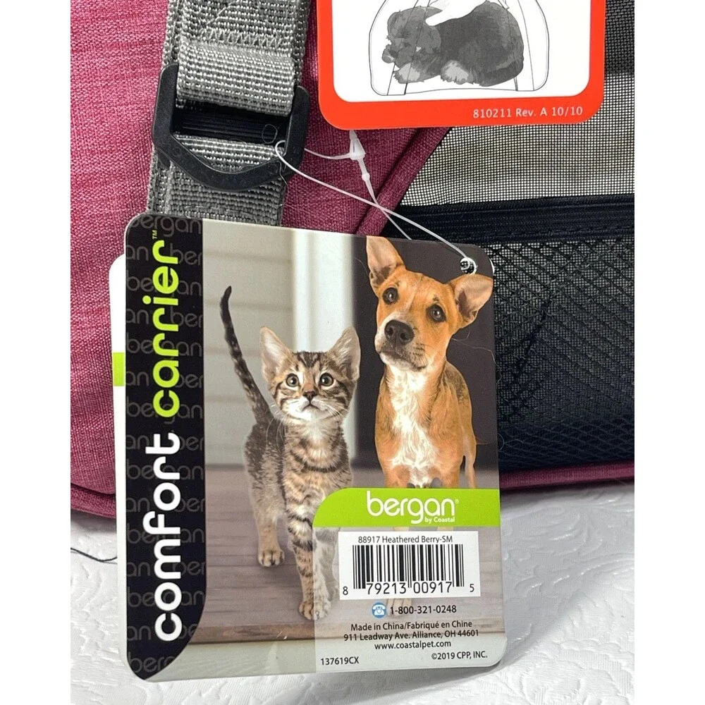 Bergan Small Pet Carrier Dog Cat Up‎ To 10lbs Heather Berry Soft Travel Bag